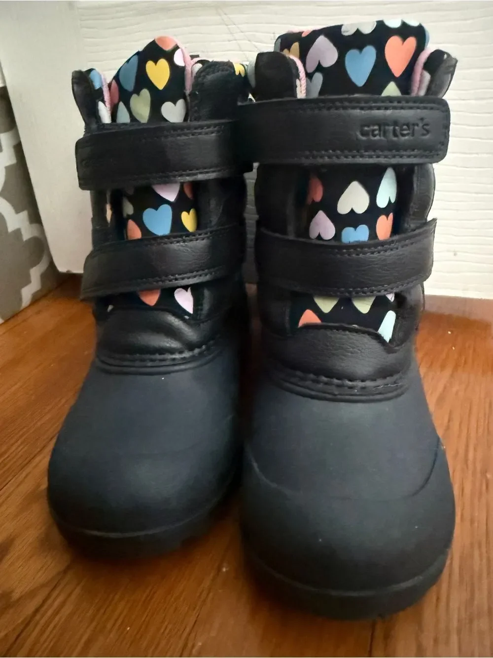 Carter's Black Kids Boots with Multicolor Heart Liner size 12 little girl